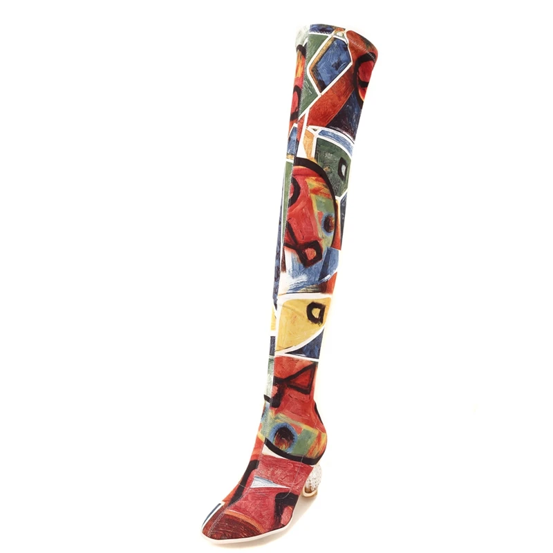 Mcacchi/женские осенне-зимние сапоги до бедра женские ботфорты на высоком каблуке, ботильоны женская обувь на прозрачном каблуке, размер 34-43