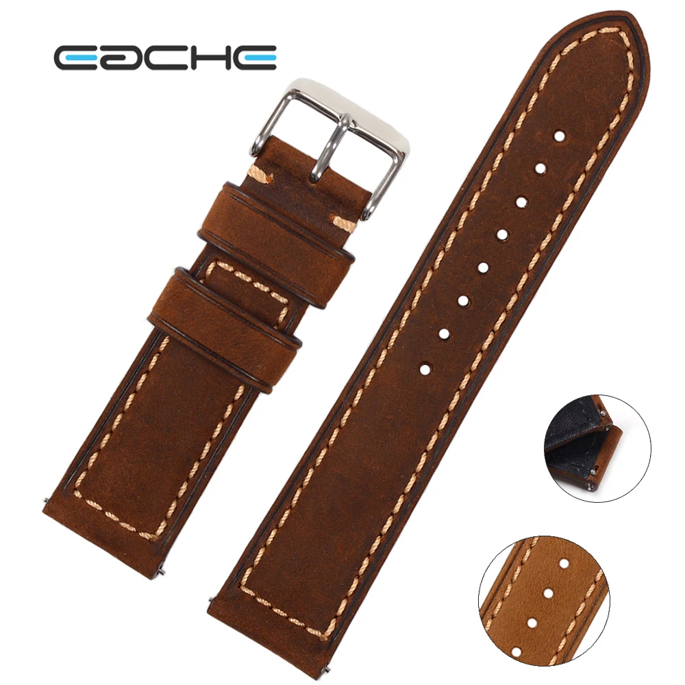 

EACHE 20mm 22mm Crazy Horse Cowhide Leather Watch Strap Quick Release
