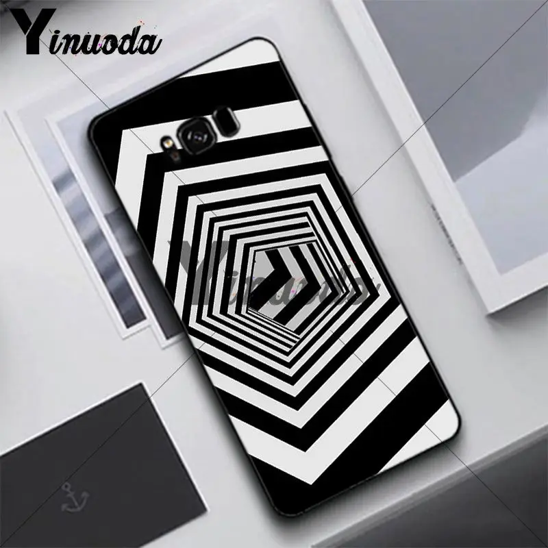 Yinuoda чехол в клетку черный и белый для Samsung S5 S6 S7 S8 S9 S6plus S7plus S8plus S9plus S6edge S7edge
