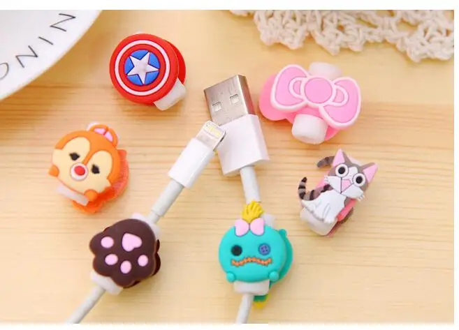 Mobile phone data line protective sleeve Earphone wire Double cartoon Creative cute | Дом и сад
