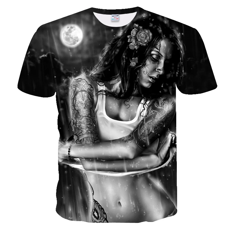 Футболка с 3D-принтом в виде черепа Мужская футболка коротким рукавом модная