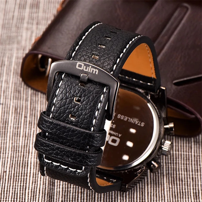 Часы Oulm Мужские кварцевые повседневные наручные часы с кожаным ремешком
