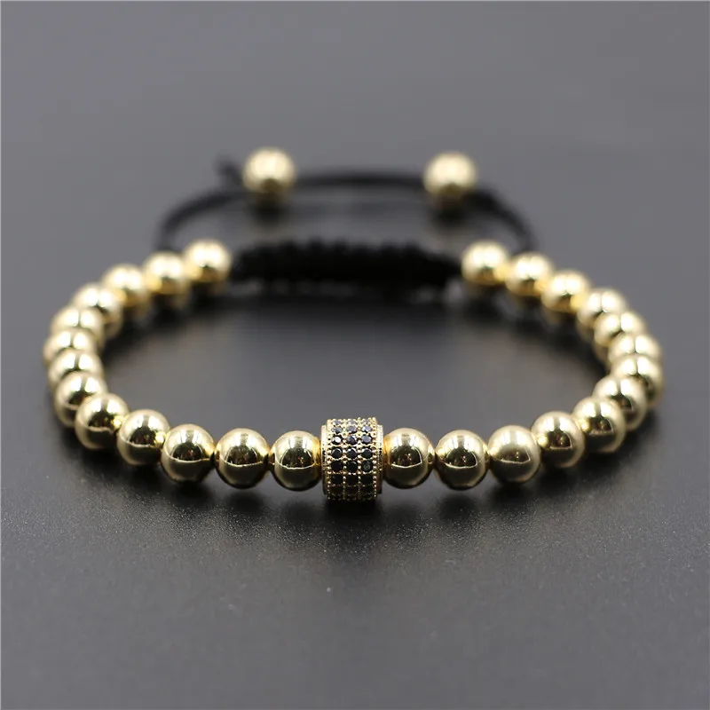 2017 Модная медная оплетка из бусин и микрофианита браслет макраме для мужчин