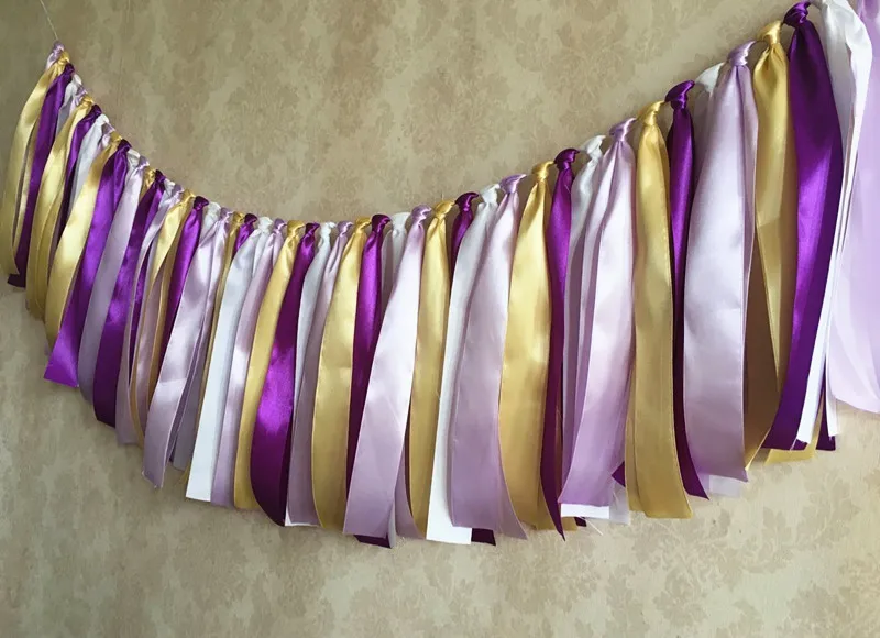 Новинка фиолетовый золотой баннер 1 шт. детский высокий стул флажки принцессы