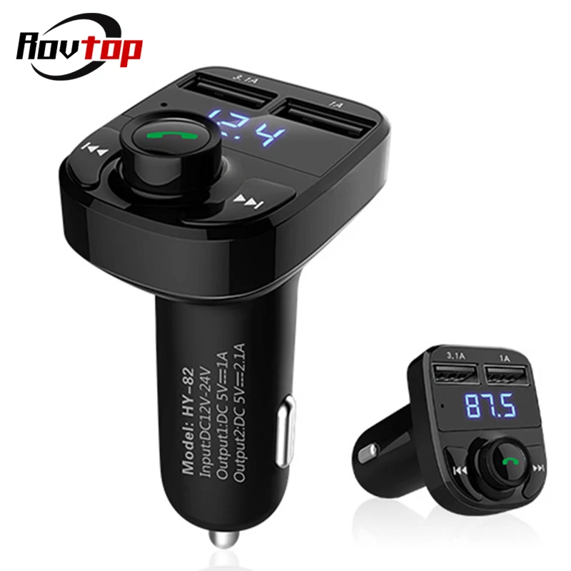 Rovtop Bluetooth FM передатчик MP3 плеер светодиодный громкой связи устройство для