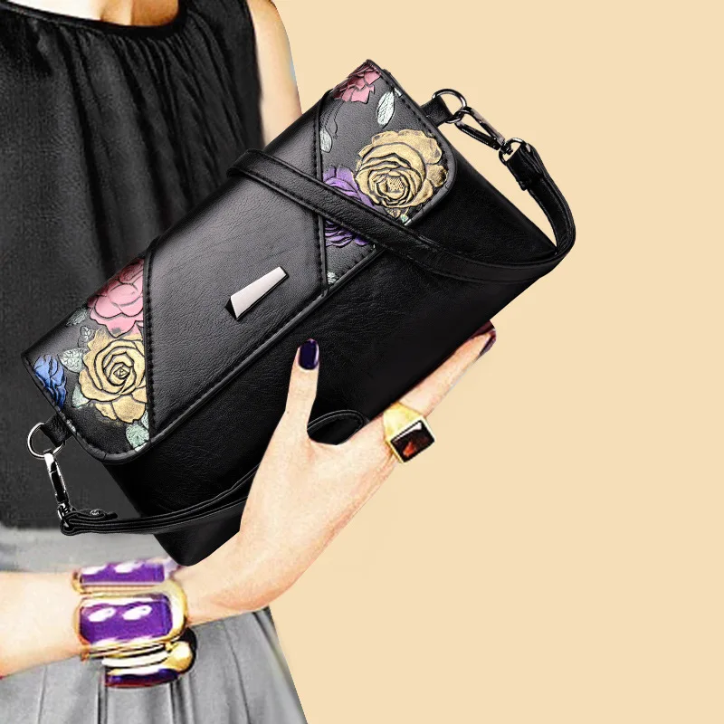 2018 Осенняя новая комбинированная ручная роспись на одно плечо косая Сумка