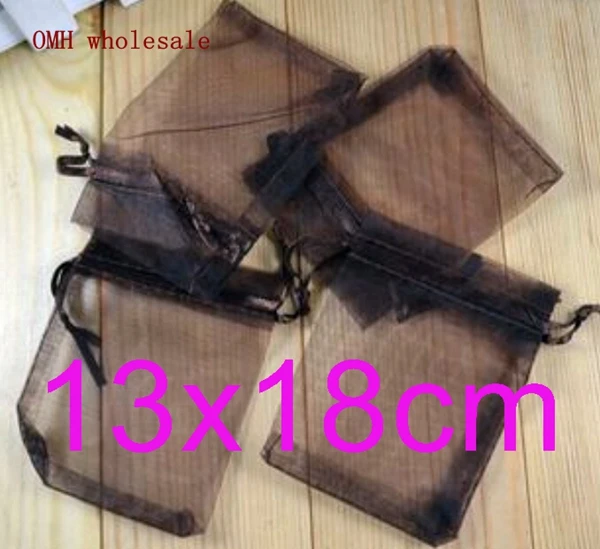 OMH wholesale 7x9 10x12 10x15 11x16 15x20 17x23 13x18 20x30cm 50pcs black Christmas Packaging bags jewelry voile gift bag BZ08-2 | Украшения