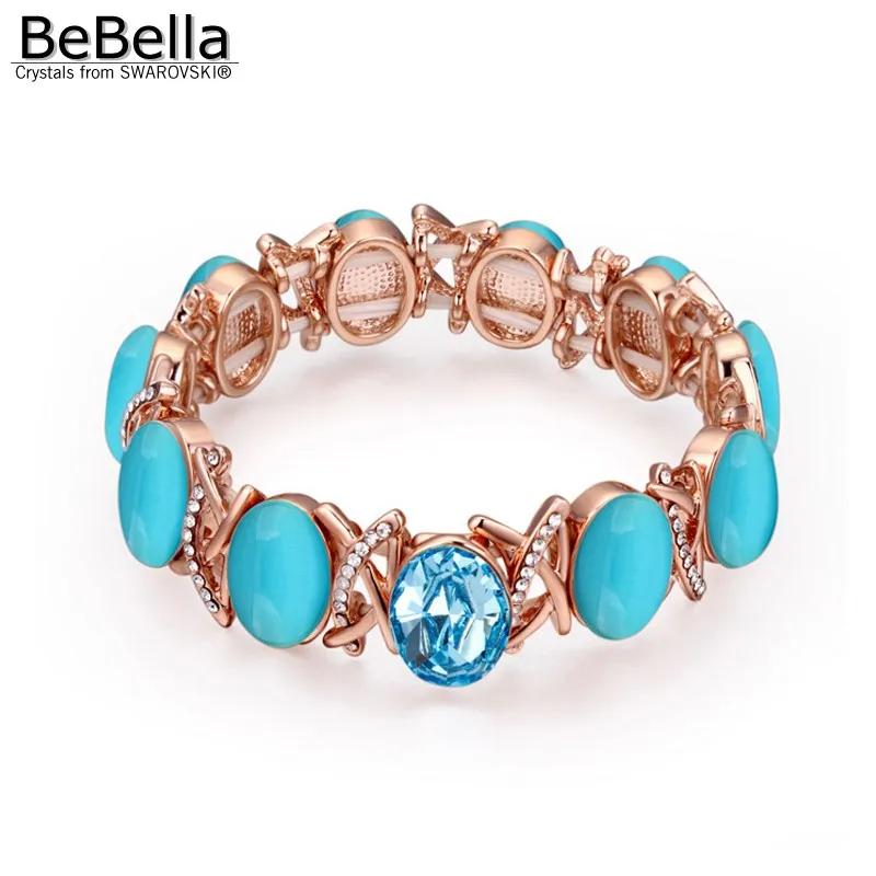Новый модный толстый браслет BeBella с опалом и австрийскими кристаллами Swarovski|thick