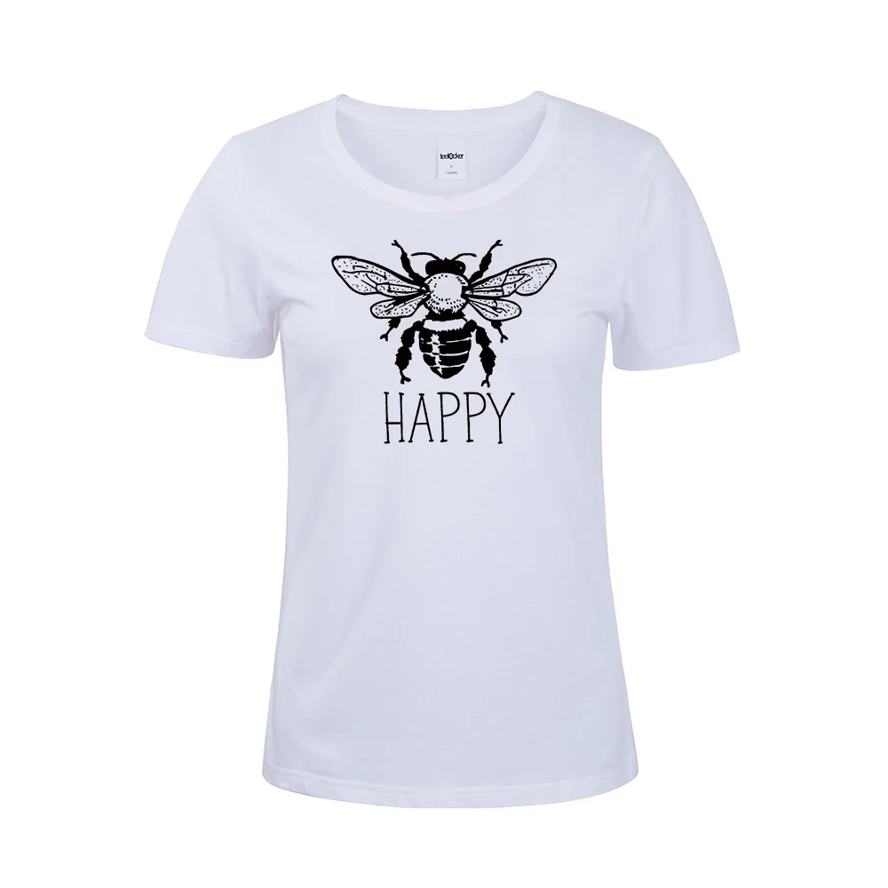 Забавные пчела счастливым рубашка BeeTshirts женские Happy пчелы Вид Повседневная
