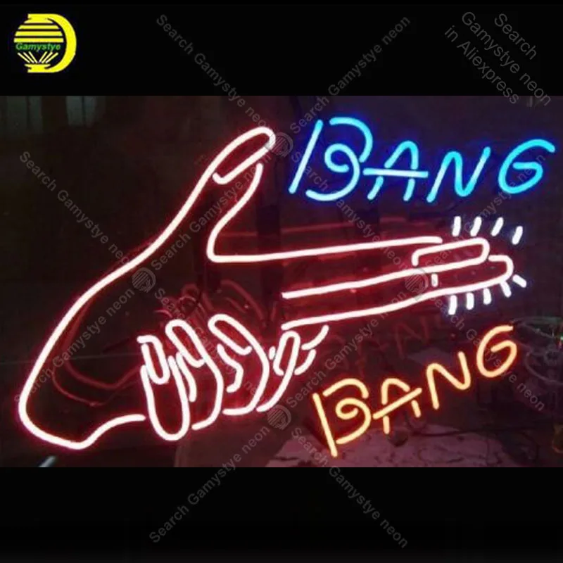 

Bang Bang Hand Neon Sign Display GLASS Tube Affiche Decor Shop Window icons light Handcraft Publicidad anuncio luminoso Dropship