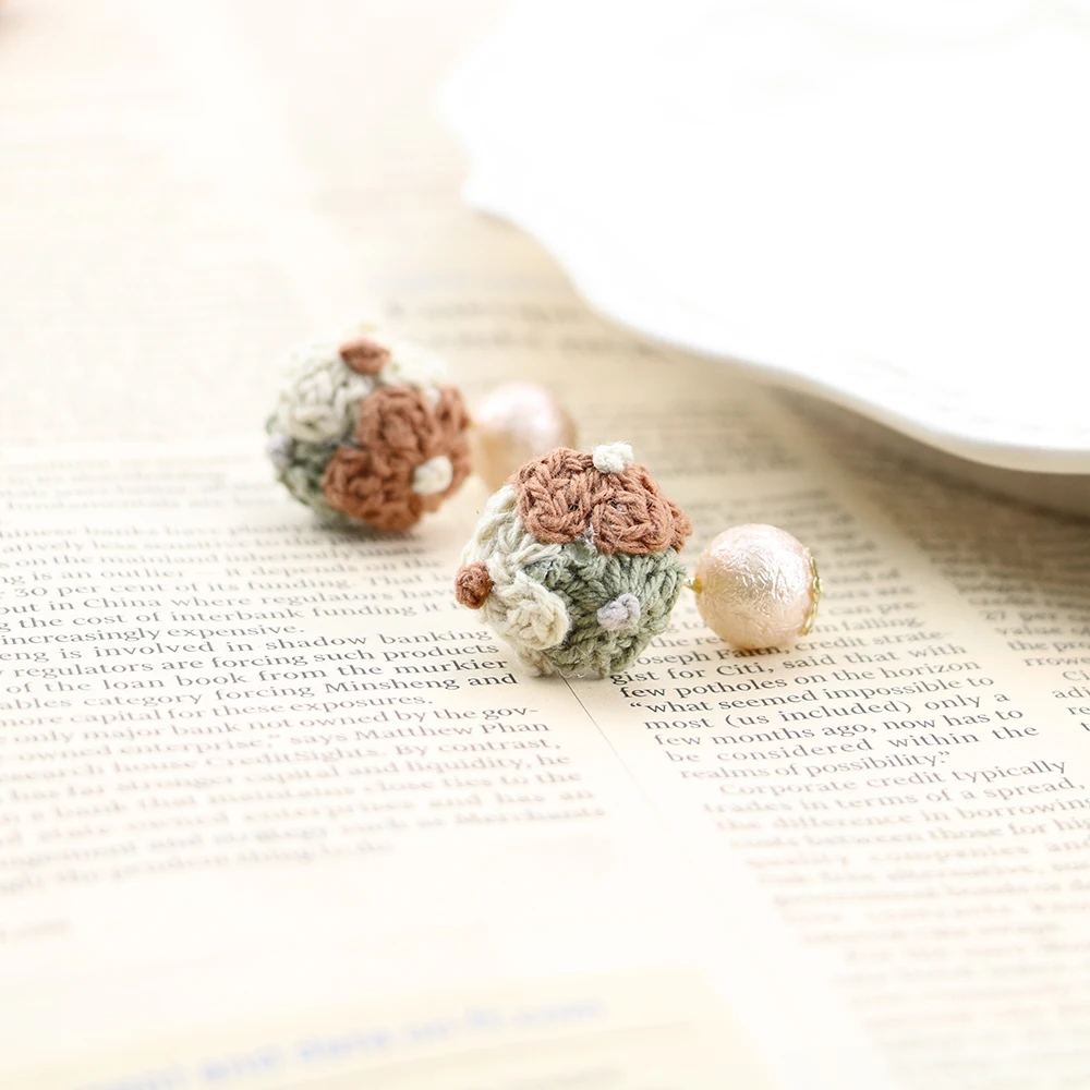 GWACC шерстяные жемчужные серьги с цветочным узором цветные Серьги-капли для