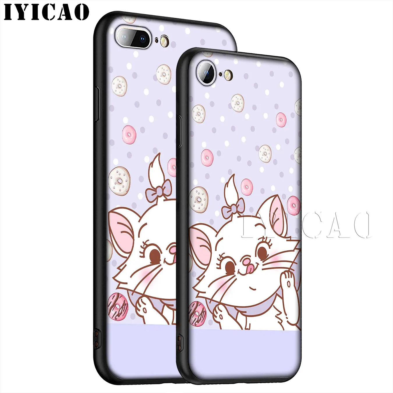 IYICAO Marie aristocrats cat Soft Silicone Phone Case for iPhone XR X XS 11 Pro Max 6 6S 7 8 Plus 5 5S SE 10 TPU Black Cover |