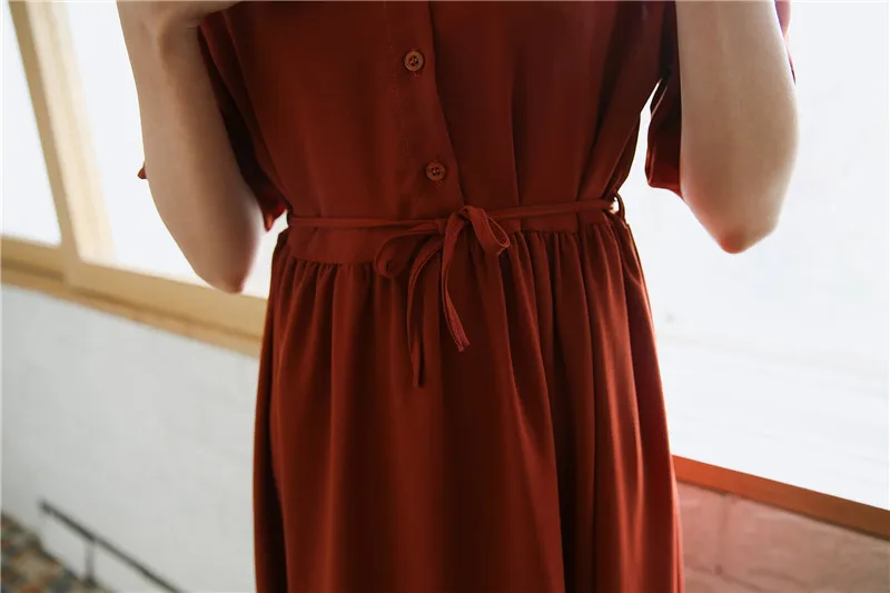 Summer Vintage Chiffon one-piece Dress 2015 new arrival mid calf dress with sleeve high Waist long | Женская одежда