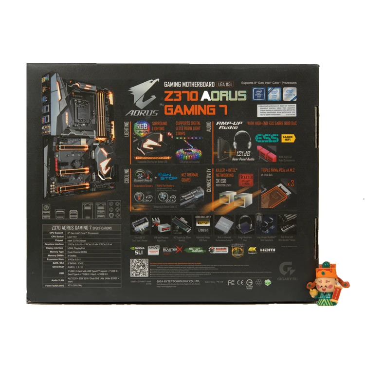Новинка для Gigabyte Z370 AORUS Gaming 7 LGA1151 DDR4 PCI-E3.0 SATA3 USB3.0 Поддержка i3 8100 i5 8500 I7 8700 |