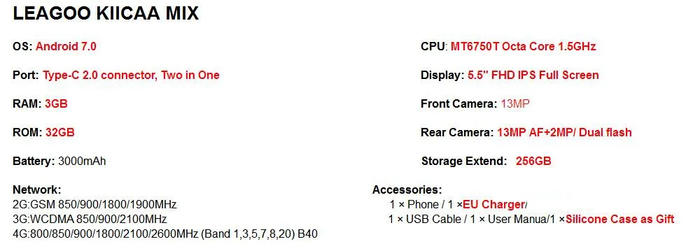 LEAGOO KIICAA MIX 4G мобильный телефон 5," полный экран Android 7,0 MTK6750T Core фронтальная камера отпечатков пальцев 3 ГБ 32 ГБ Двойная Задняя камера смартфон