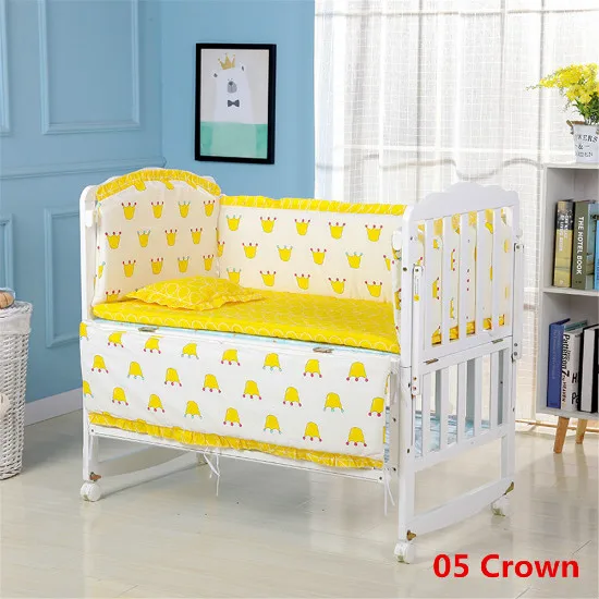 Crown 120x65cm 5 шт./компл. мультфильм анимированные детская кроватка кровать бампер для новорожденных хлопковое комфортное нижнее белье, Детское покрывало для кровати детские моющиеся Постельное белье - Цвет: Crown 120x65cm