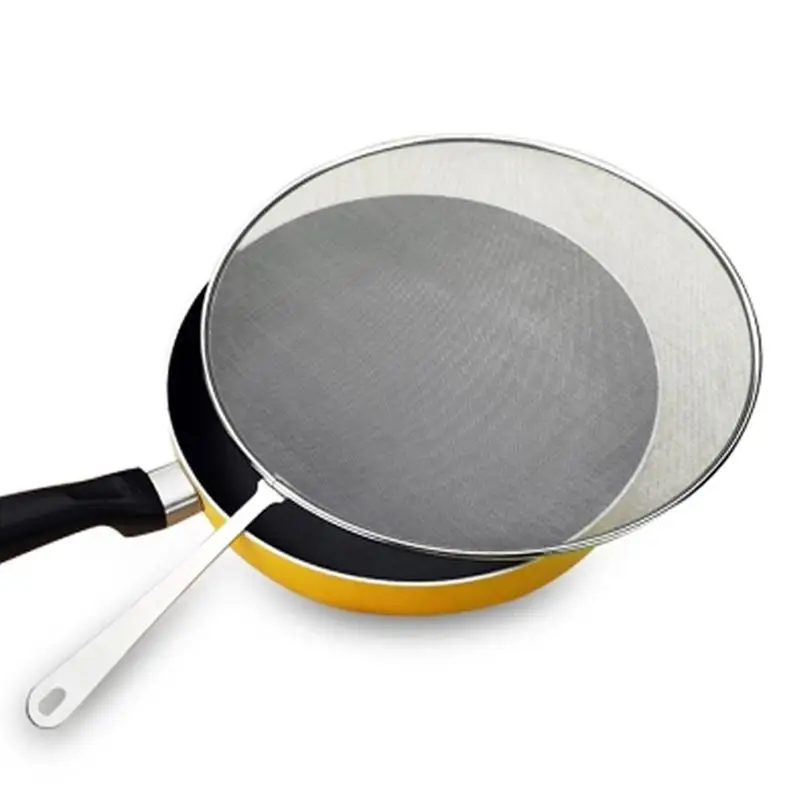

13 Inches Stainless Steel Splatter Screen Heavy Duty Fine Mesh Pot Lid Cover Cooking Tools Kitchen Accessories