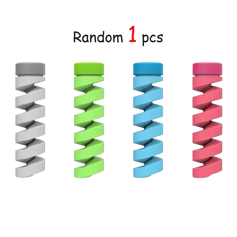 random 1 pc 10 шт. кабель протектор катушки намотки данных линии чехол Веревка Защита пружина шпагат для IPhone Android USB наушники крышка Настольный набор - Цвет: random 1 pc