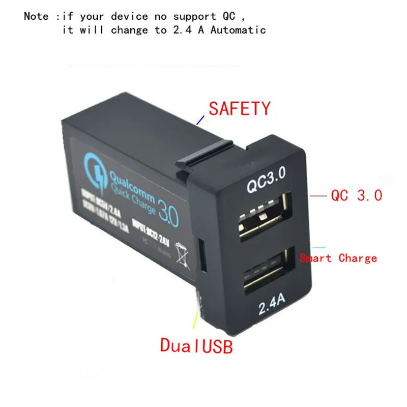 Высокоскоростное автомобильное зарядное устройство с двумя портами USB и 1 портом