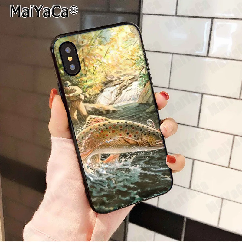 Чехол для телефона MaiYaCa панель рисования форели рыбы рыбалки Apple iphone 11 pro 8 7 66S Plus X 5S