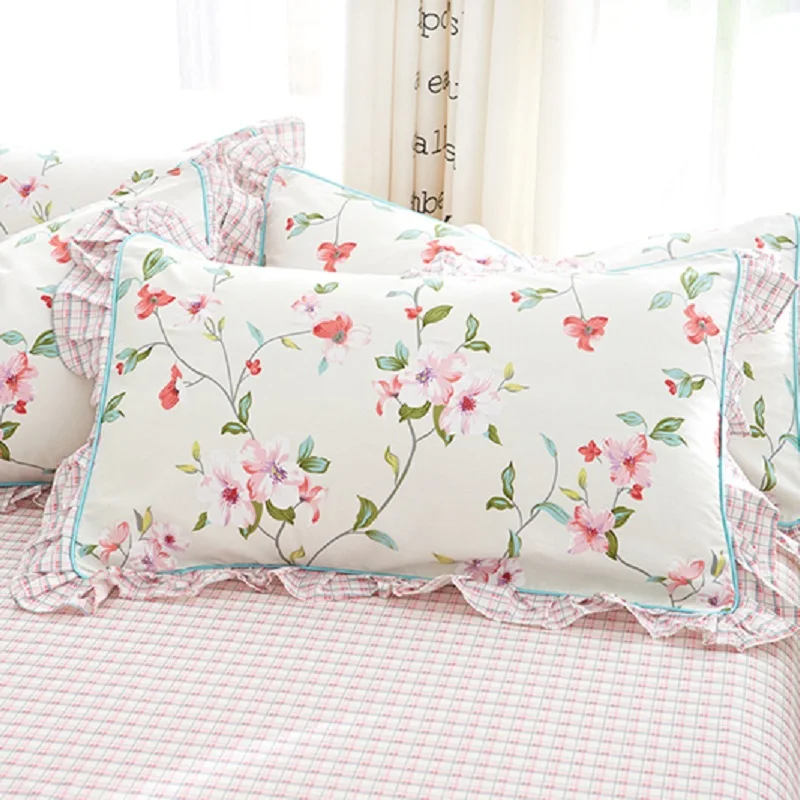 4 шт. Комплект постельного белья из натурального хлопка с оборками|Комплекты