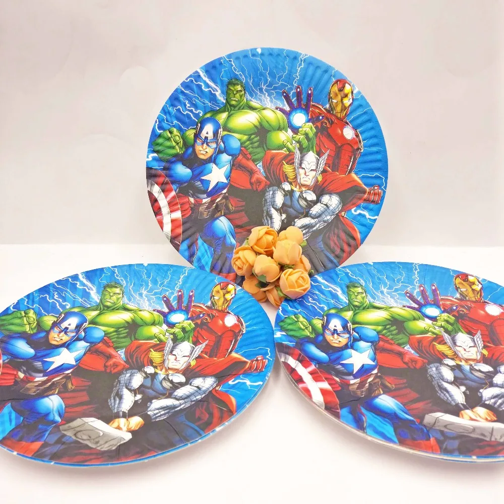 10pcs/set 7inch The Avenger Plate Children Party Supplies Kid Birthday Decoration Event And | Дом и сад
