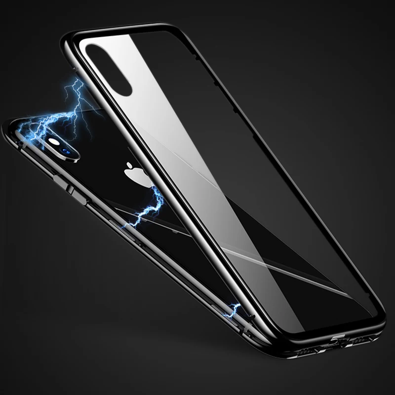 Case For iPhone X XS/XS MAX XR Magnetic Adsorption Coque 6 6S 7 8 Plus Clear Tempered Glass Cover Back Metal Cases |