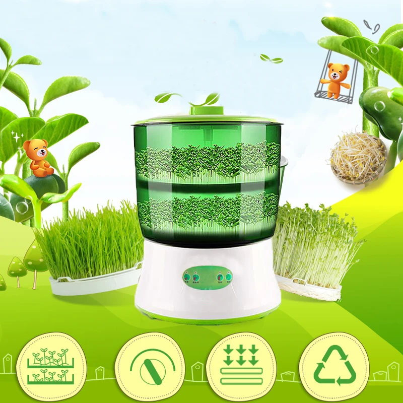 Цифровой домашний DIY Sprouts Bean Maker 2 слоя автоматический Электрический Germinator семян