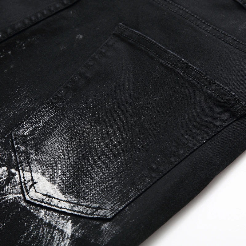 Gersri zipper дизайнерские джинсы рок мужские s Промытые обтягивающие мотоциклетные джинсы мужские эластичные штаны с животным узором студенческие крутые джинсы