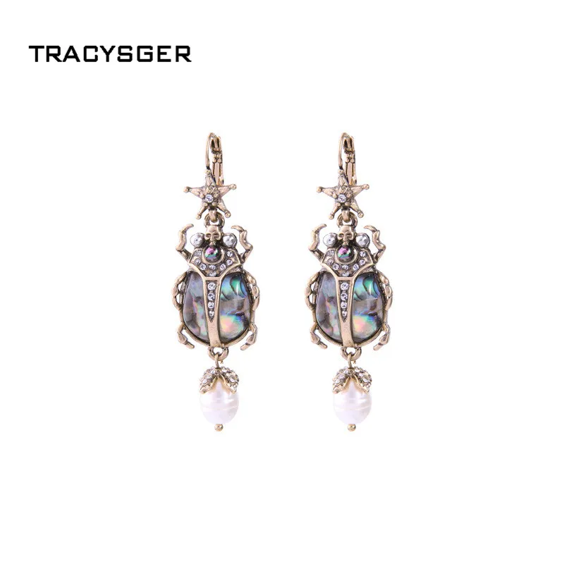 AB ed01226c/TRACYSGER/ретро серьги из натурального жемчуга Божья коровка|Серьги-подвески| |