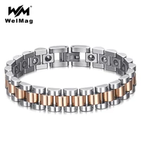 welmag pure germanium healing bracelets bangles for women stainless steel arthritis bracelet femme rose gold wristband