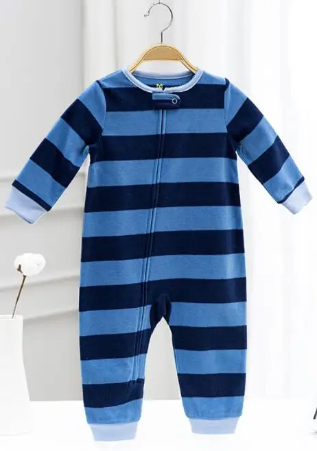 Blue stripe Детский брендовый комбинезон; милая флисовая одежда для малышей; Верхняя одежда для маленьких мальчиков и девочек; Новое поступление года; bebe; пижамы для девочек; теплая одежда - Цвет: Blue stripe