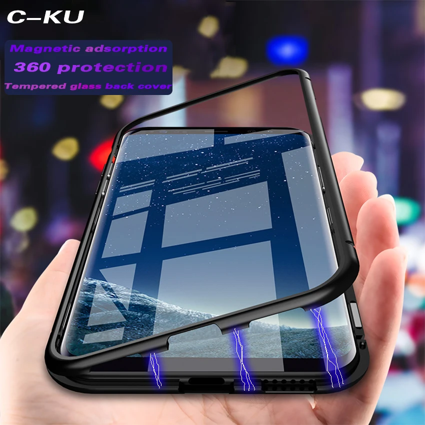Роскошный Магнитный чехол для samsung Galaxy S7 край S8 S9 Plus Note 8 9 J4 J6 плюс металлическая