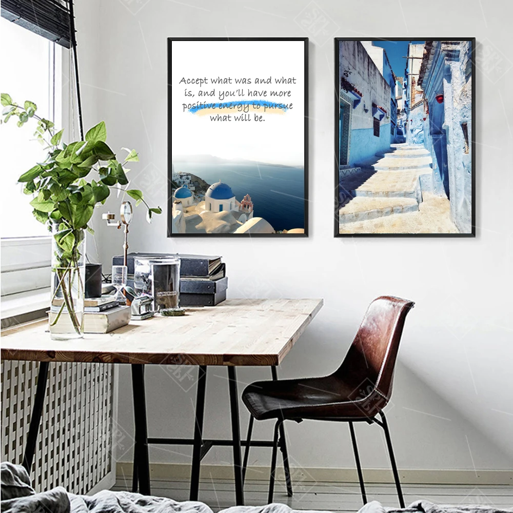 Скандинавские украшения для спальни картина синий морской плащ и аллея плакат Hd