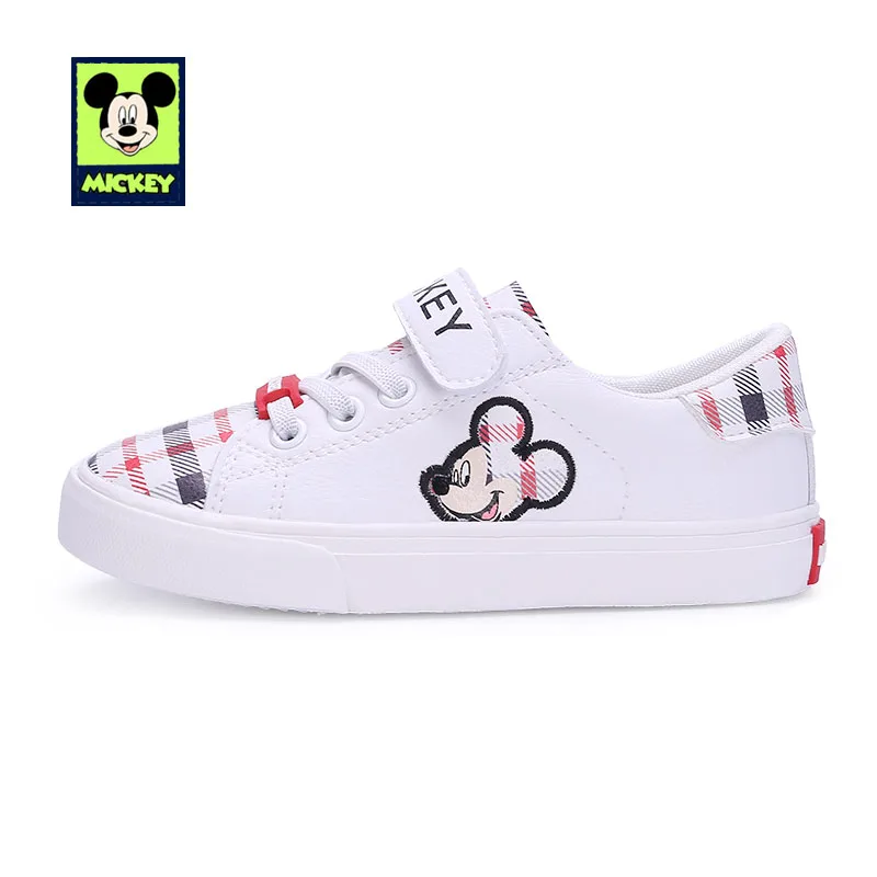 White Mickey Shoes Disney детская повседневная обувь Микки-Маус Нескользящая детская повседневная обувь для мальчиков и девочек кожаные дышащие кроссовки повседневная обувь размер 24-30 - Цвет: White Mickey Shoes