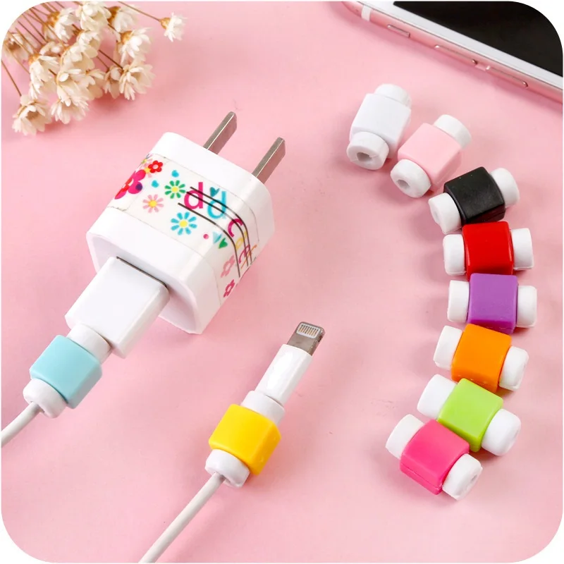 Цветной защитный USB кабель для зарядки 100 шт./лот чехол наушников Apple iPhone 4 5 5s 6 6s 7 8