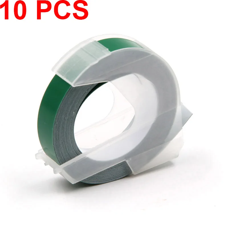 Absonic 10 шт. Dymo 3D пластиковые ленты Motex ручной принтер этикеток этикетирование Dymo 3D принтер для тиснения ленты MOTEX E101Tag Maker - Цвет: White on Green
