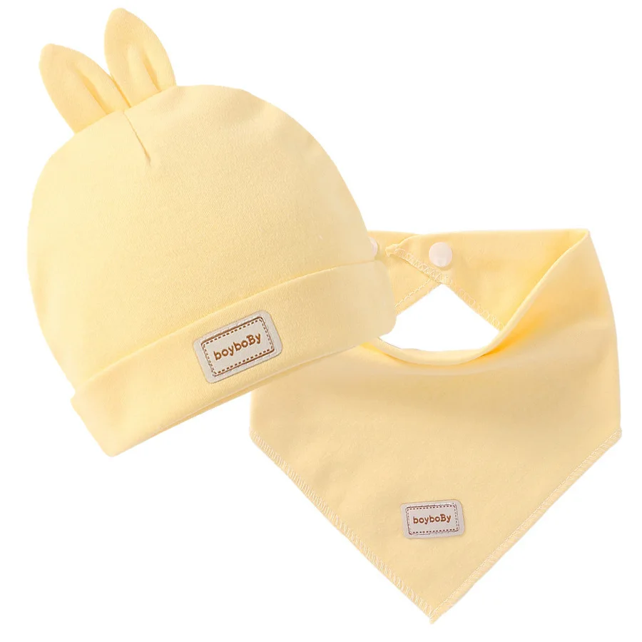 2018 Cotton Newborn Baby Caps With Ear Girls Boys Sun Hats Bow Bibs Spring Summer Clothing Accessories | Детская одежда и обувь
