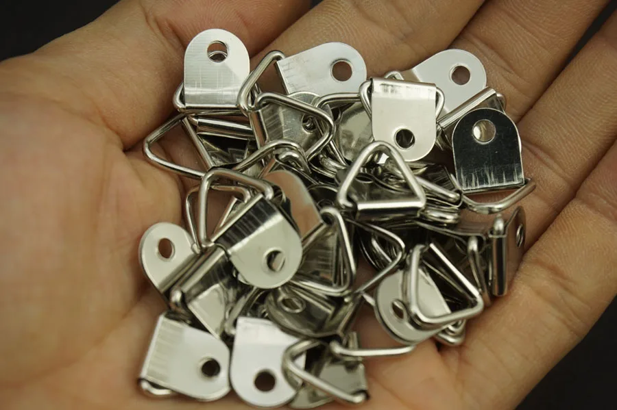 50 PCS/Lot Wholesale universal Strong Golden D Rings Decor Picture Frames Hanger Hooks Hanging Triangle &amp 100 Screws |