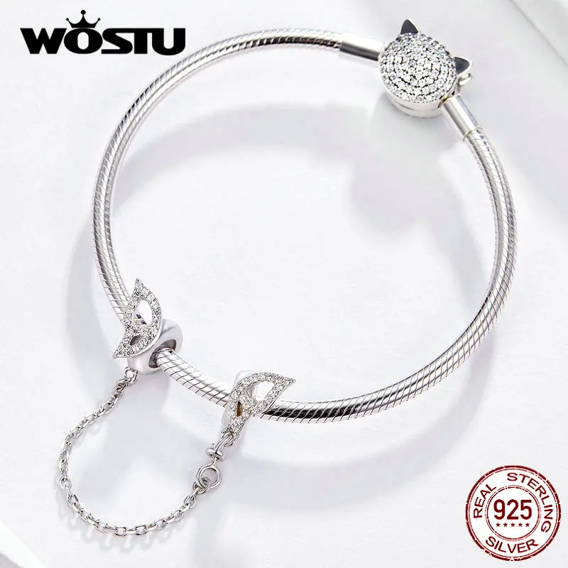 WOSTU Wings безопасная цепочка из стерлингового серебра 925 пробы силиконовые бусины