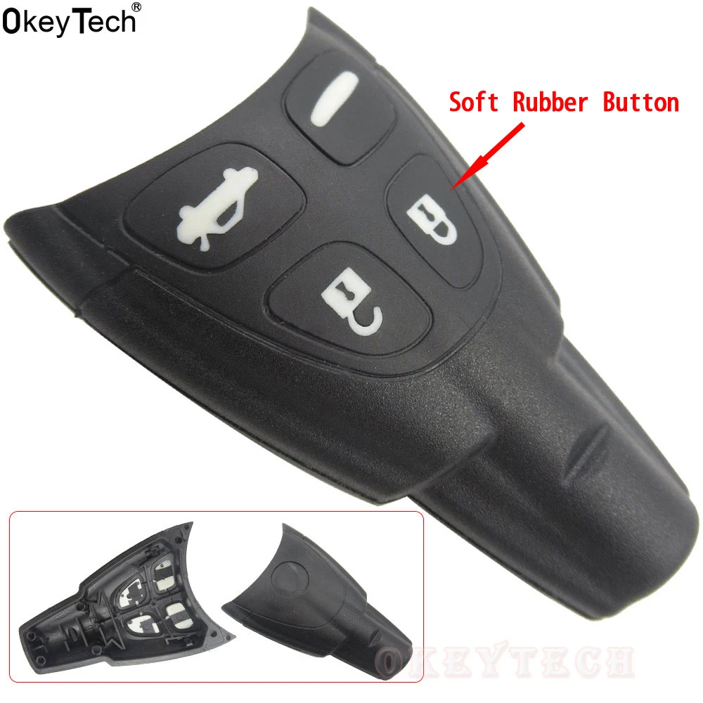 

OkeyTech Car Styling Case smart Key Shell For SAAB 93 95 9-3 9-5 WF Soft Rubber Button Keyless Entry 4 Buttons Remote Keys Shell