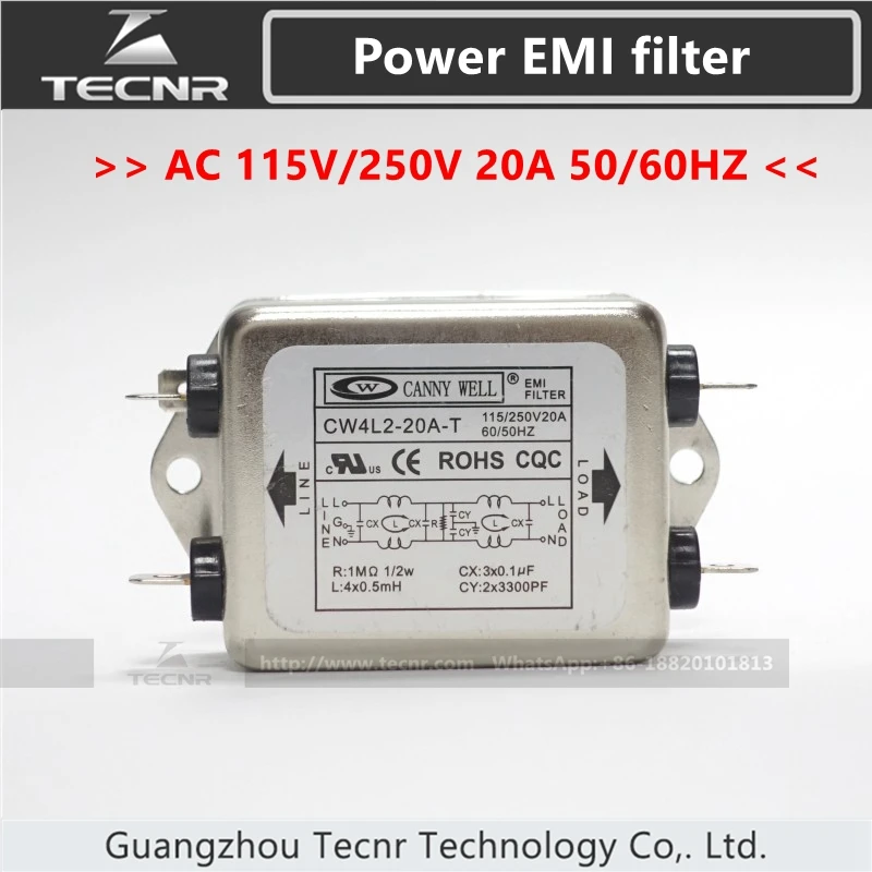 Фотоэлемент CANNY, однофазный электромагнитный фильтр AC 115V/250V 10A 20A 50/60HZ, Двухсекционный фильтр питания