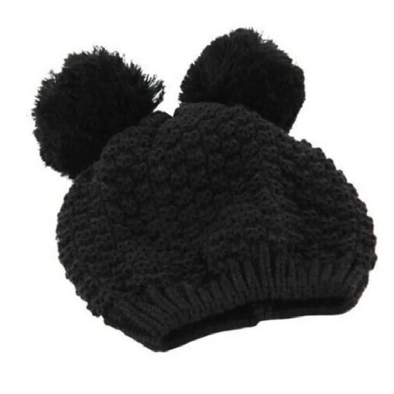 Который в душ Леди Черный вязания шапочки Skullies толстый кот уха мультфильм милые