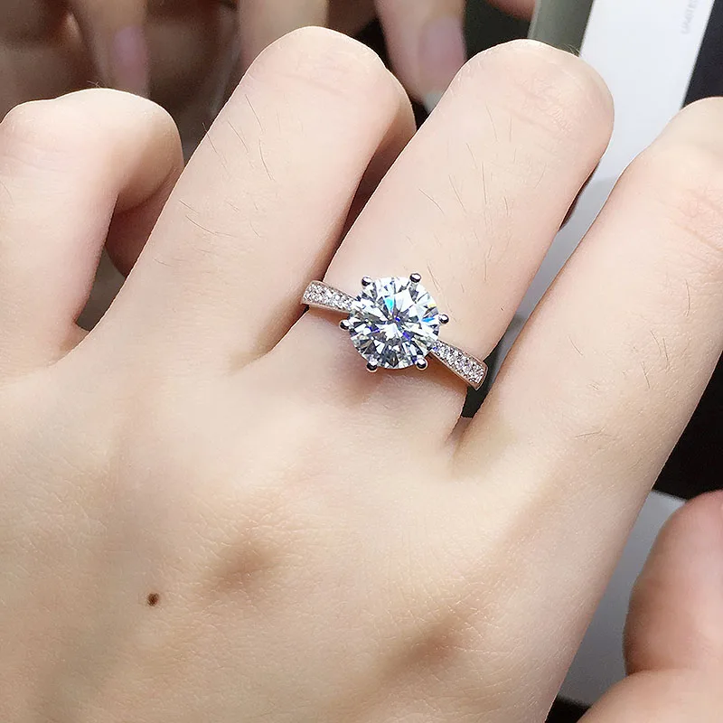 

18K White Gold 1ct AU750 DF Round Brilliant Cut Moissanite Ring Wedding Lab Diamond Ring Engagement Ring For Women