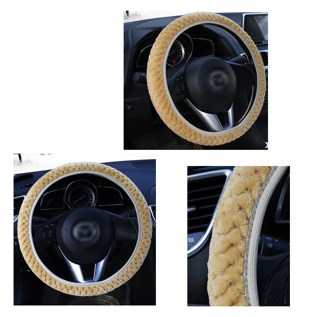 

Dewtreetali New Pearl velvet Winter Car Steering Wheel Cover Universal Soft Warm Plush Covers for steering women car interior