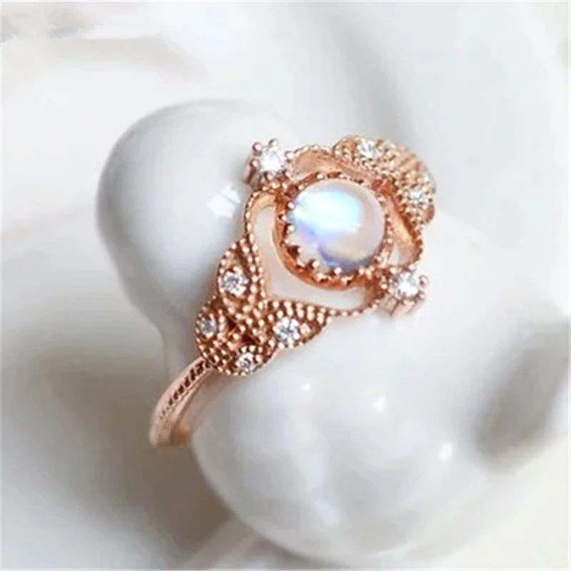 Fashion Beautiful Zircon Beads Butterfly Shaped Design Rose Gold Filled Ring For Woman Jewelry Wedding Engagement Gifts | Украшения и