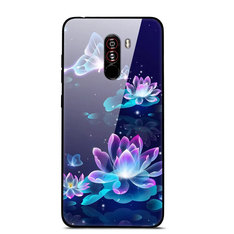 CAMEL Чехол для Xiaomi Pocophone F1, закаленное жесткое заднее стекло, чехол для Xiaomi Poco F1, силиконовый мягкий бампер, чехол с принтом - Цвет: CAMEL