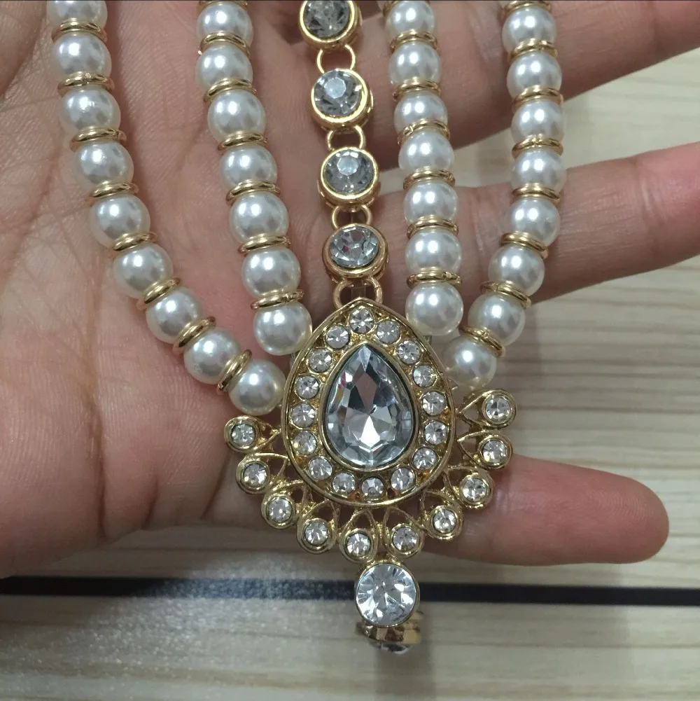 Ручной работы Kundan камни волос цепь для головы цепи украшения на голову
