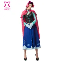 Adult Six-piece Set Ice Snow Queen Sexy Fancy Dress Outfits Cosplay Princess Anna Costume Carnival Halloween Costumes For Women