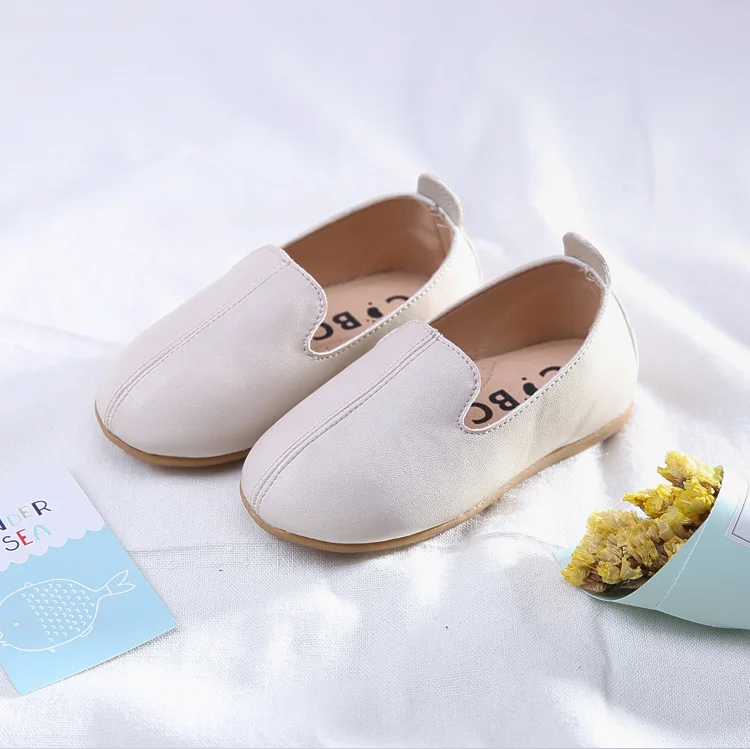 2019 Autumn New Children's Flat Shoes Girls Flats Black for Kid White Causal Shallow Toddler PU leather Soft |